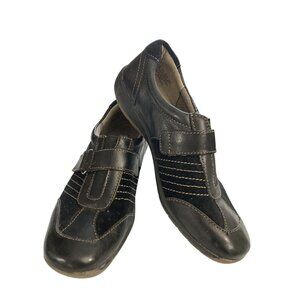 Naturalizer Womens Size 6.5M Black Leather Casual hook loop closure Shoes